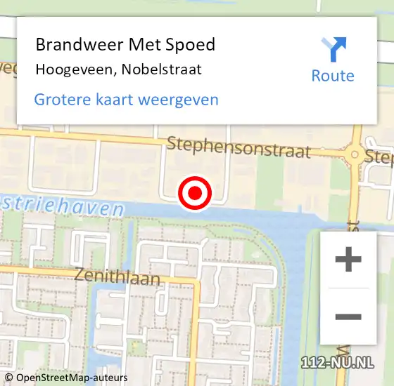 Locatie op kaart van de 112 melding: Brandweer Met Spoed Naar Hoogeveen, Nobelstraat op 1 augustus 2023 21:12