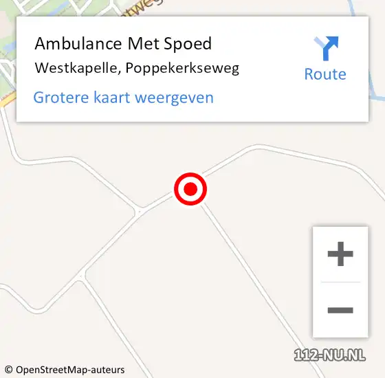 Locatie op kaart van de 112 melding: Ambulance Met Spoed Naar Westkapelle, Poppekerkseweg op 3 september 2014 15:40