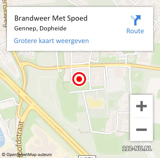 Locatie op kaart van de 112 melding: Brandweer Met Spoed Naar Gennep, Dopheide op 1 augustus 2023 21:18