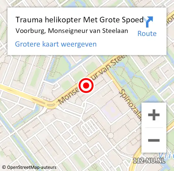 Locatie op kaart van de 112 melding: Trauma helikopter Met Grote Spoed Naar Voorburg, Monseigneur van Steelaan op 1 augustus 2023 21:54