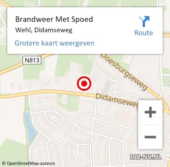 Locatie op kaart van de 112 melding: Brandweer Met Spoed Naar Wehl, Didamseweg op 1 augustus 2023 22:27