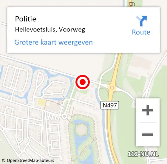 Locatie op kaart van de 112 melding: Politie Hellevoetsluis, Voorweg op 1 augustus 2023 22:46