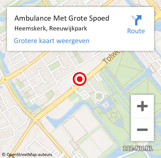 Locatie op kaart van de 112 melding: Ambulance Met Grote Spoed Naar Heemskerk, Reeuwijkpark op 1 augustus 2023 22:49