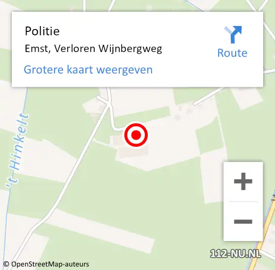 Locatie op kaart van de 112 melding: Politie Emst, Verloren Wijnbergweg op 1 augustus 2023 23:14