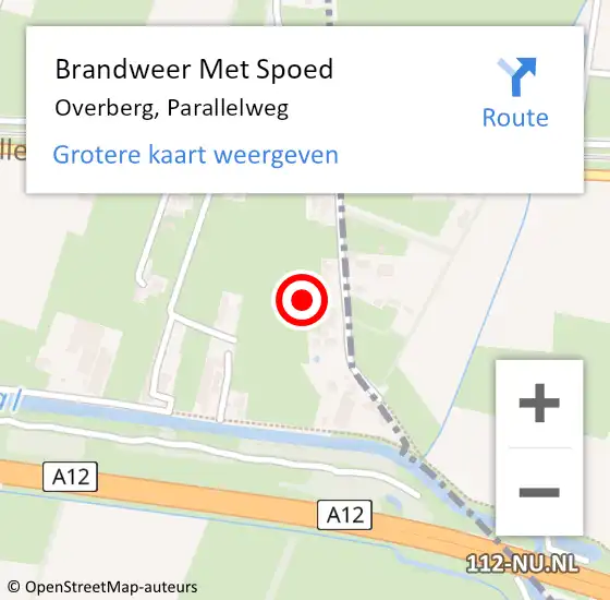 Locatie op kaart van de 112 melding: Brandweer Met Spoed Naar Overberg, Parallelweg op 1 augustus 2023 23:22
