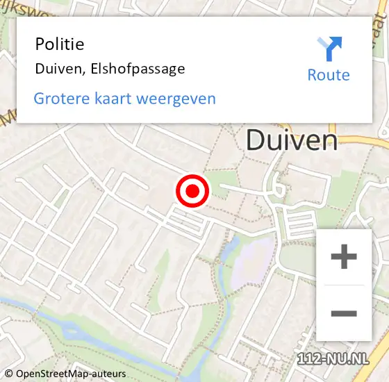 Locatie op kaart van de 112 melding: Politie Duiven, Elshofpassage op 3 september 2014 15:51