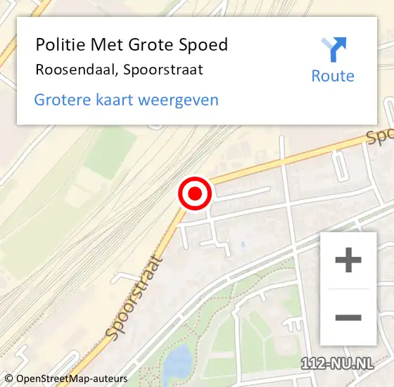 Locatie op kaart van de 112 melding: Politie Met Grote Spoed Naar Roosendaal, Spoorstraat op 2 augustus 2023 00:35