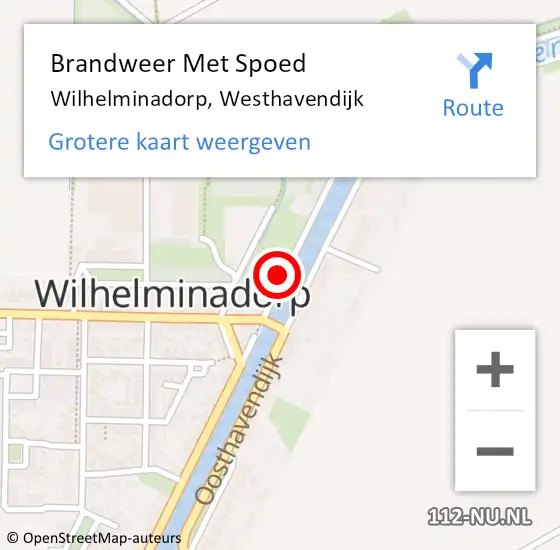 Locatie op kaart van de 112 melding: Brandweer Met Spoed Naar Wilhelminadorp, Westhavendijk op 2 augustus 2023 01:36