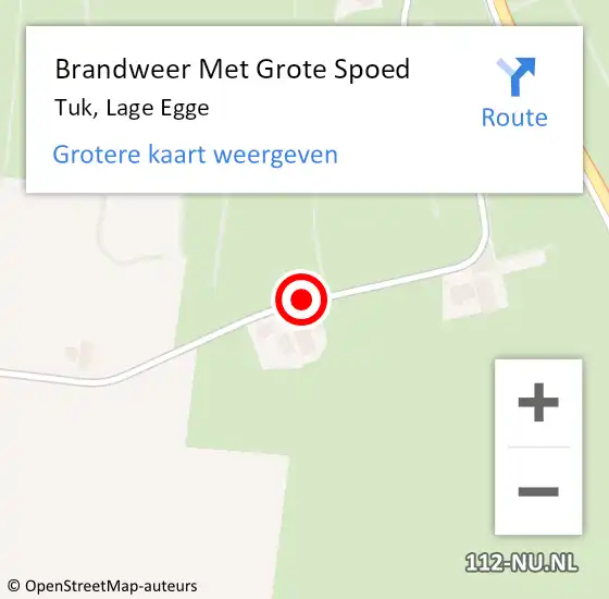 Locatie op kaart van de 112 melding: Brandweer Met Grote Spoed Naar Tuk, Lage Egge op 3 september 2014 15:55