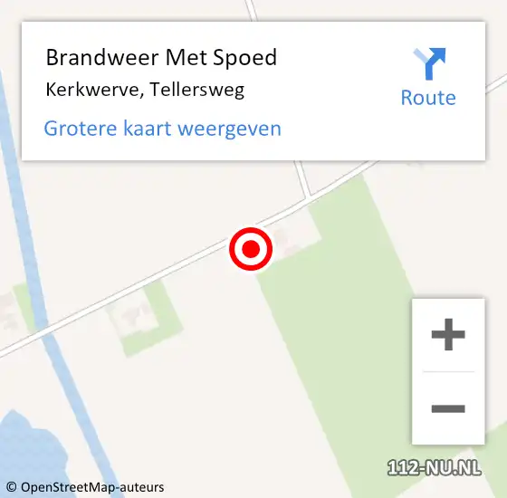 Locatie op kaart van de 112 melding: Brandweer Met Spoed Naar Kerkwerve, Tellersweg op 13 oktober 2013 13:59