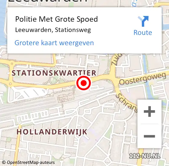 Locatie op kaart van de 112 melding: Politie Met Grote Spoed Naar Leeuwarden, Stationsweg op 2 augustus 2023 04:23