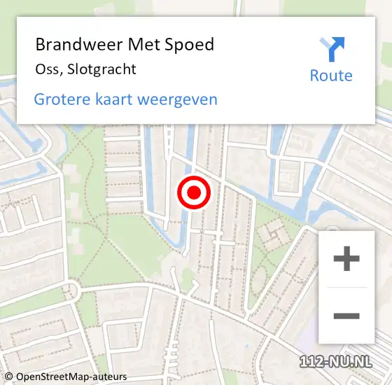 Locatie op kaart van de 112 melding: Brandweer Met Spoed Naar Oss, Slotgracht op 2 augustus 2023 06:06