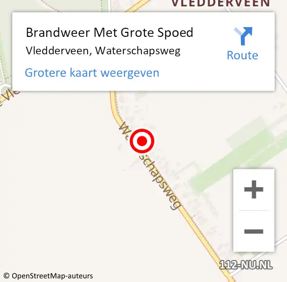 Locatie op kaart van de 112 melding: Brandweer Met Grote Spoed Naar Vledderveen, Waterschapsweg op 2 augustus 2023 07:29