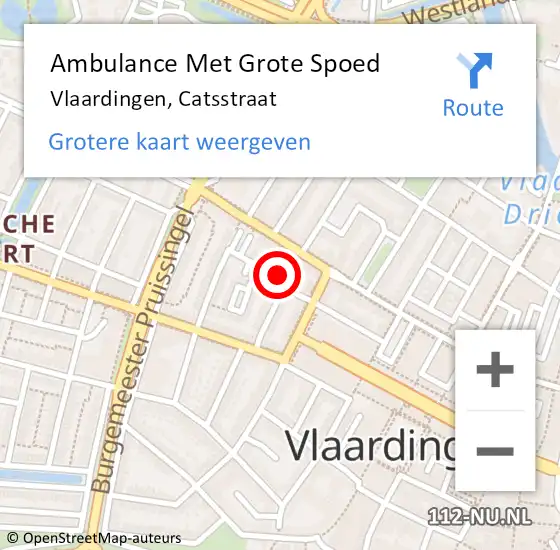 Locatie op kaart van de 112 melding: Ambulance Met Grote Spoed Naar Vlaardingen, Catsstraat op 2 augustus 2023 07:30