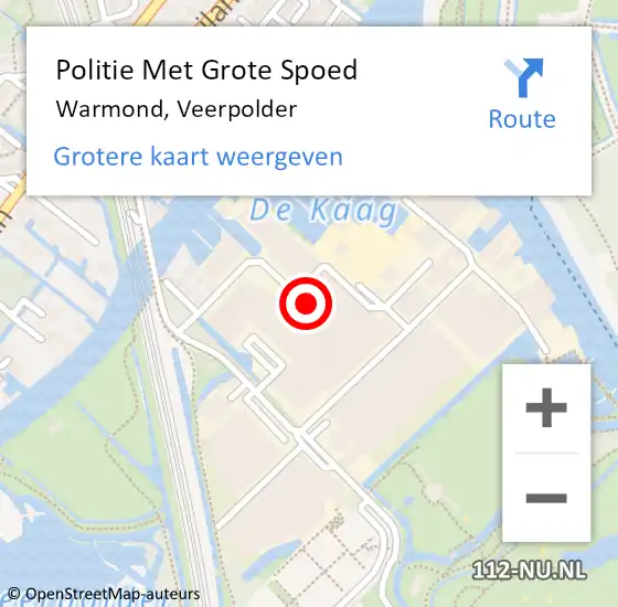 Locatie op kaart van de 112 melding: Politie Met Grote Spoed Naar Warmond, Veerpolder op 2 augustus 2023 07:56