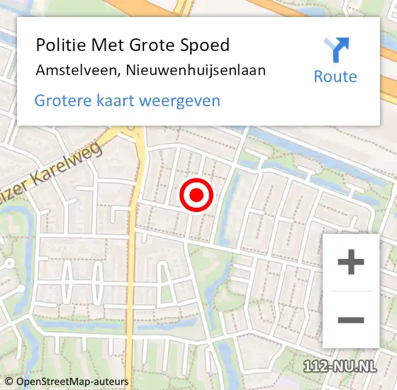 Locatie op kaart van de 112 melding: Politie Met Grote Spoed Naar Amstelveen, Nieuwenhuijsenlaan op 2 augustus 2023 08:05