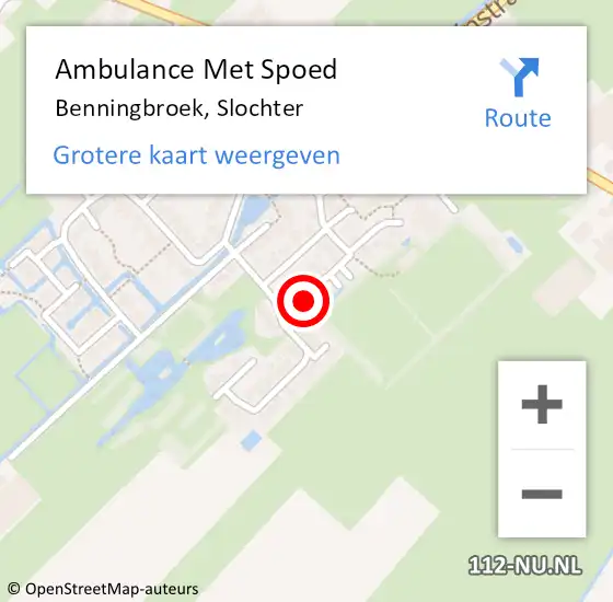 Locatie op kaart van de 112 melding: Ambulance Met Spoed Naar Benningbroek, Slochter op 2 augustus 2023 08:31