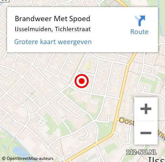 Locatie op kaart van de 112 melding: Brandweer Met Spoed Naar IJsselmuiden, Tichlerstraat op 2 augustus 2023 08:38