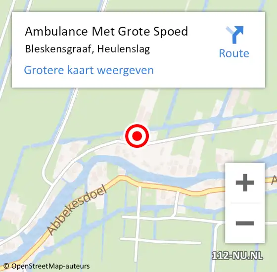 Locatie op kaart van de 112 melding: Ambulance Met Grote Spoed Naar Bleskensgraaf, Heulenslag op 2 augustus 2023 09:09