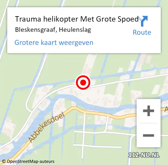 Locatie op kaart van de 112 melding: Trauma helikopter Met Grote Spoed Naar Bleskensgraaf, Heulenslag op 2 augustus 2023 09:10