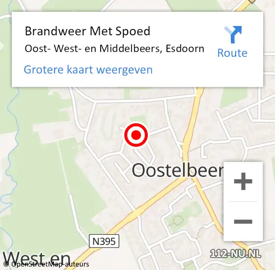 Locatie op kaart van de 112 melding: Brandweer Met Spoed Naar Middelbeers, Esdoorn op 2 augustus 2023 09:24