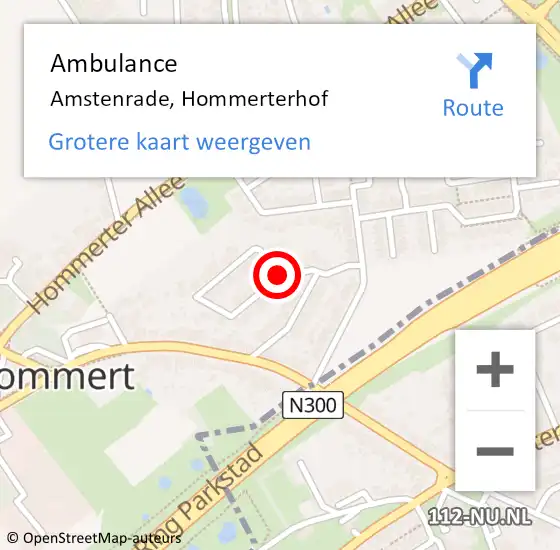 Locatie op kaart van de 112 melding: Ambulance Amstenrade, Hommerterhof op 3 september 2014 16:13