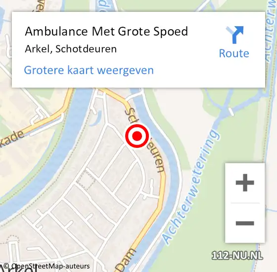 Locatie op kaart van de 112 melding: Ambulance Met Grote Spoed Naar Arkel, Schotdeuren op 2 augustus 2023 10:05