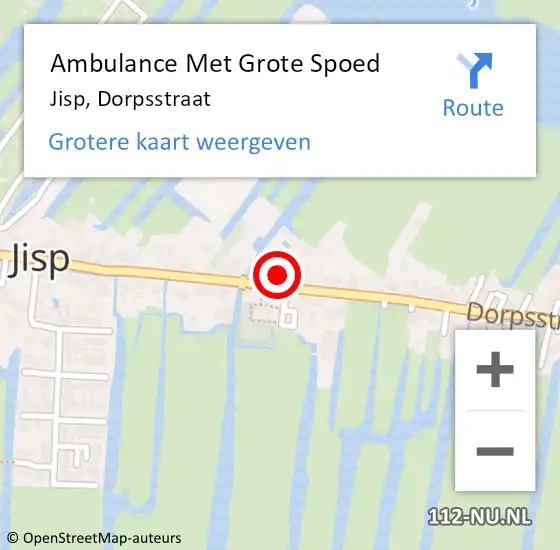 Locatie op kaart van de 112 melding: Ambulance Met Grote Spoed Naar Jisp, Dorpsstraat op 2 augustus 2023 10:14