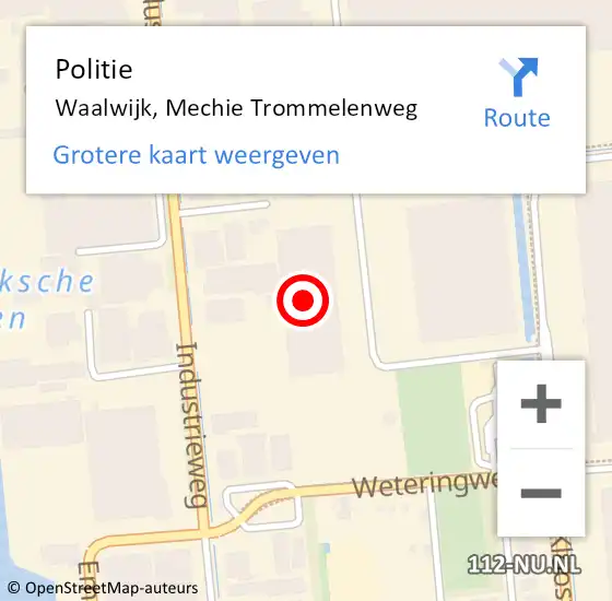 Locatie op kaart van de 112 melding: Politie Waalwijk, Mechie Trommelenweg op 2 augustus 2023 10:15