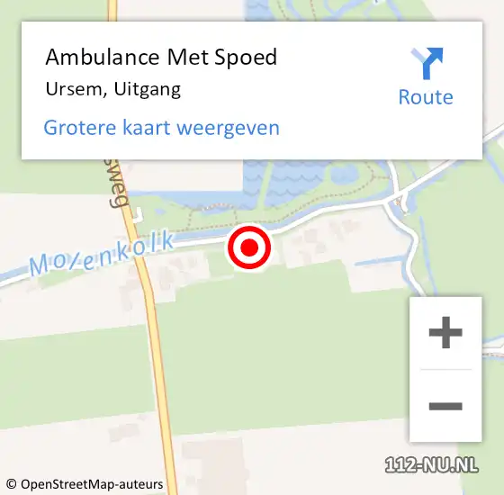 Locatie op kaart van de 112 melding: Ambulance Met Spoed Naar Ursem, Uitgang op 3 september 2014 16:16