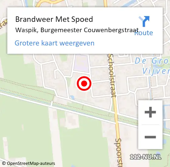 Locatie op kaart van de 112 melding: Brandweer Met Spoed Naar Waspik, Burgemeester Couwenbergstraat op 2 augustus 2023 10:19