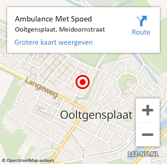 Locatie op kaart van de 112 melding: Ambulance Met Spoed Naar Ooltgensplaat, Meidoornstraat op 2 augustus 2023 10:36