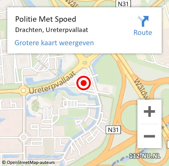 Locatie op kaart van de 112 melding: Politie Met Spoed Naar Drachten, Ureterpvallaat op 2 augustus 2023 10:39