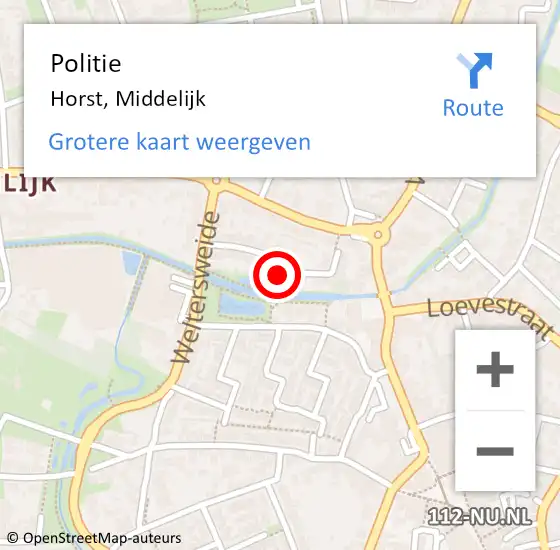 Locatie op kaart van de 112 melding: Politie Horst, Middelijk op 2 augustus 2023 11:07