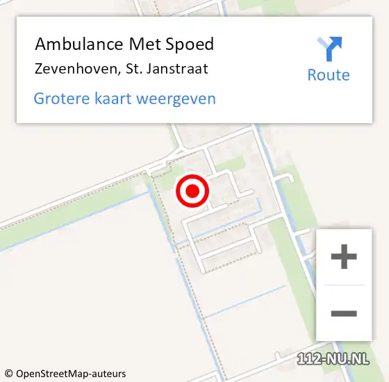 Locatie op kaart van de 112 melding: Ambulance Met Spoed Naar Zevenhoven, St. Janstraat op 2 augustus 2023 11:19