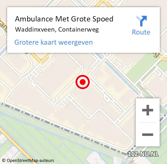 Locatie op kaart van de 112 melding: Ambulance Met Grote Spoed Naar Waddinxveen, Containerweg op 2 augustus 2023 11:26