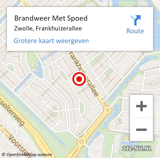 Locatie op kaart van de 112 melding: Brandweer Met Spoed Naar Zwolle, Frankhuizerallee op 2 augustus 2023 11:27