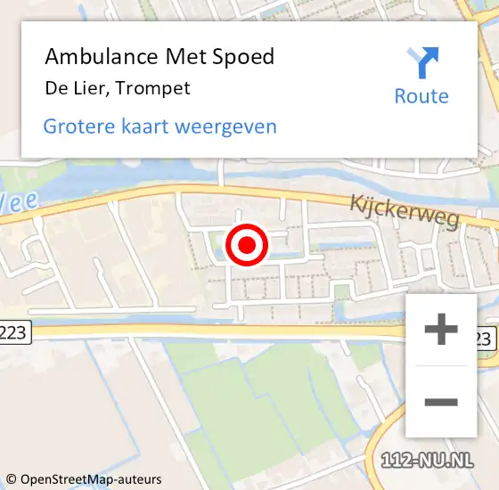 Locatie op kaart van de 112 melding: Ambulance Met Spoed Naar De Lier, Trompet op 2 augustus 2023 11:34