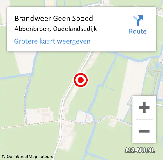 Locatie op kaart van de 112 melding: Brandweer Geen Spoed Naar Abbenbroek, Oudelandsedijk op 2 augustus 2023 12:28