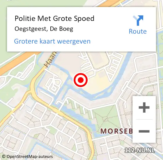 Locatie op kaart van de 112 melding: Politie Met Grote Spoed Naar Oegstgeest, De Boeg op 2 augustus 2023 12:36