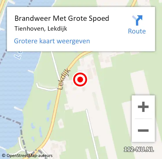 Locatie op kaart van de 112 melding: Brandweer Met Grote Spoed Naar Tienhoven, Lekdijk op 2 augustus 2023 12:48