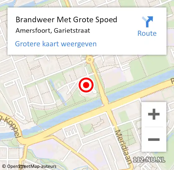 Locatie op kaart van de 112 melding: Brandweer Met Grote Spoed Naar Amersfoort, Garietstraat op 2 augustus 2023 13:22