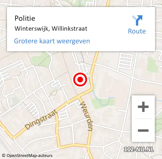 Locatie op kaart van de 112 melding: Politie Winterswijk, Willinkstraat op 2 augustus 2023 13:34