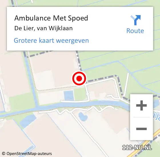 Locatie op kaart van de 112 melding: Ambulance Met Spoed Naar De Lier, van Wijklaan op 2 augustus 2023 13:48