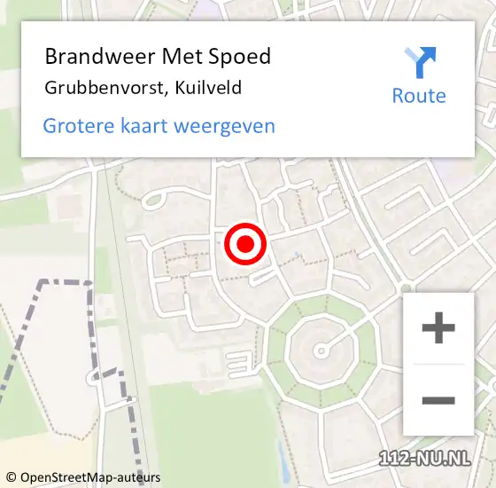 Locatie op kaart van de 112 melding: Brandweer Met Spoed Naar Grubbenvorst, Kuilveld op 2 augustus 2023 14:09