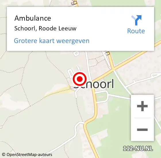 Locatie op kaart van de 112 melding: Ambulance Schoorl, Roode Leeuw op 2 augustus 2023 14:27