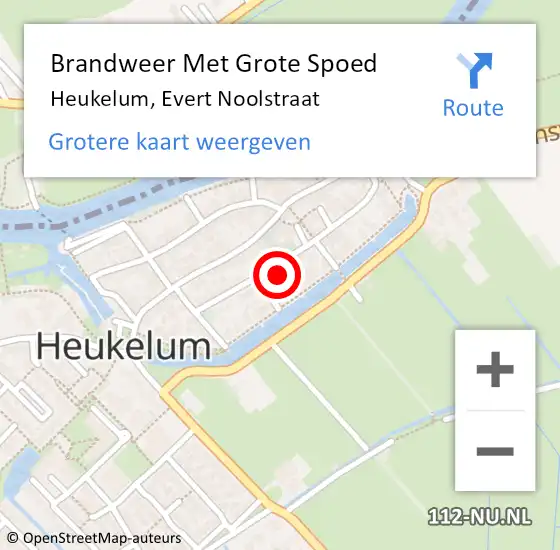 Locatie op kaart van de 112 melding: Brandweer Met Grote Spoed Naar Heukelum, Evert Noolstraat op 2 augustus 2023 14:56