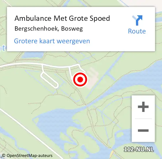 Locatie op kaart van de 112 melding: Ambulance Met Grote Spoed Naar Bergschenhoek, Bosweg op 2 augustus 2023 15:12