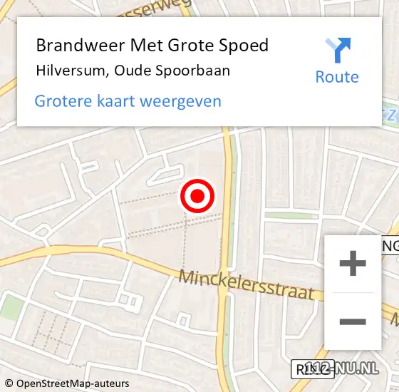 Locatie op kaart van de 112 melding: Brandweer Met Grote Spoed Naar Hilversum, Oude Spoorbaan op 2 augustus 2023 15:30