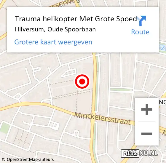 Locatie op kaart van de 112 melding: Trauma helikopter Met Grote Spoed Naar Hilversum, Oude Spoorbaan op 2 augustus 2023 15:31